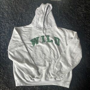 NHL MN Wild Gray Hoodie with Green Stitched Accents